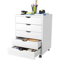 White Mobile 5‑Drawer Storage Cabinet