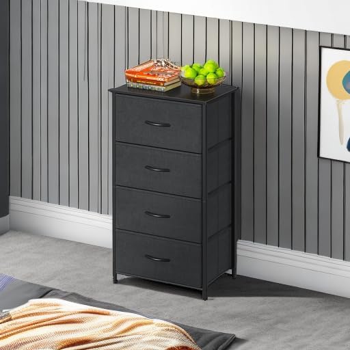Black 4‑Drawer Bedroom Storage Dresser