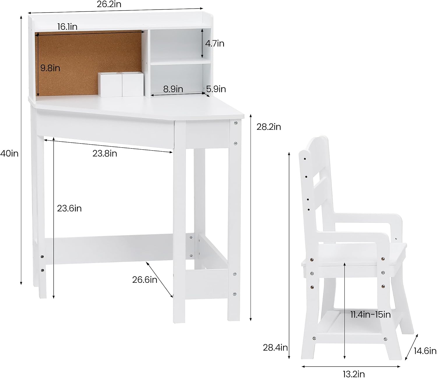 White Kids Desk And Chair Set
