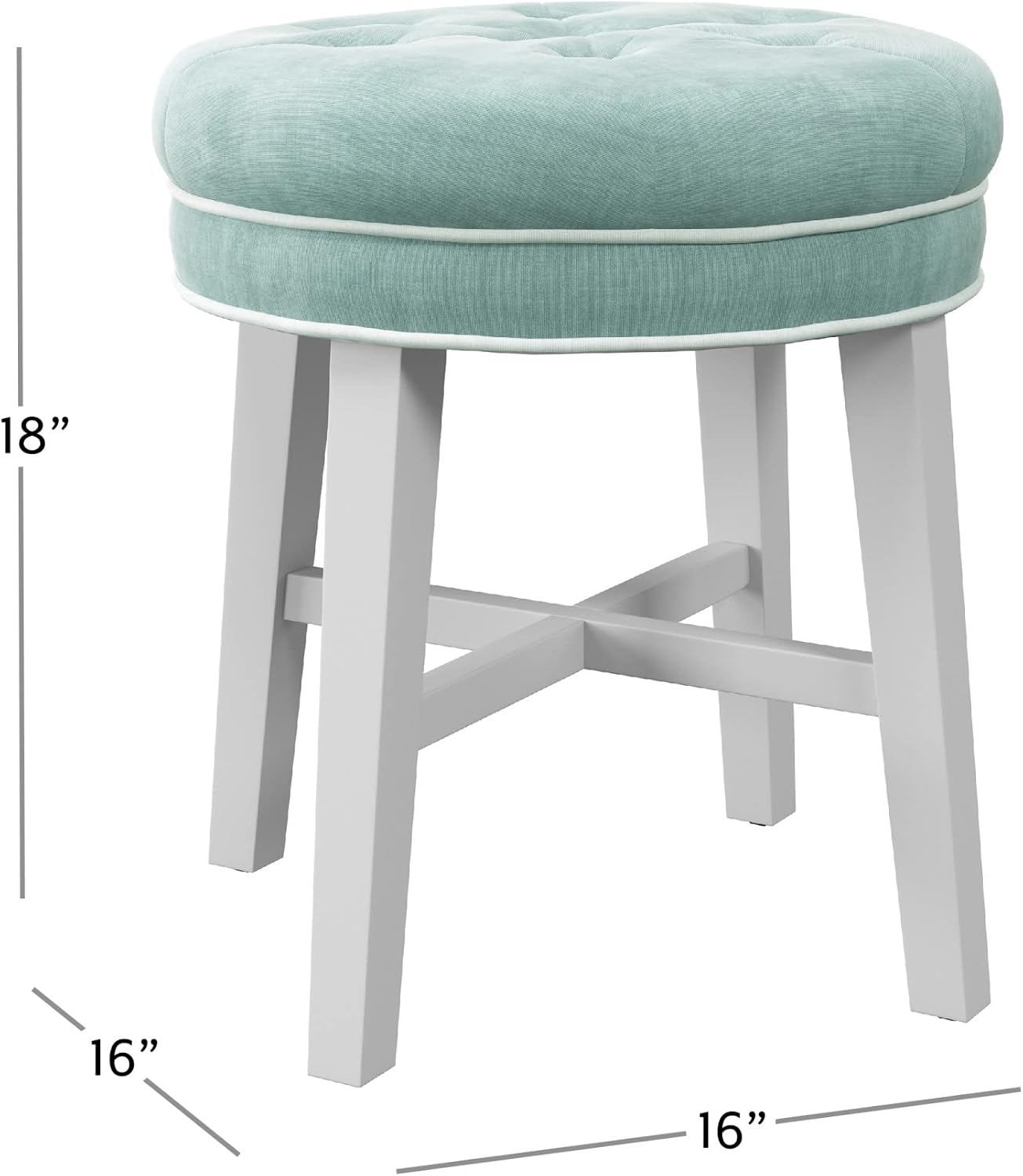 Blue Tufted Round Vanity Stool Seat