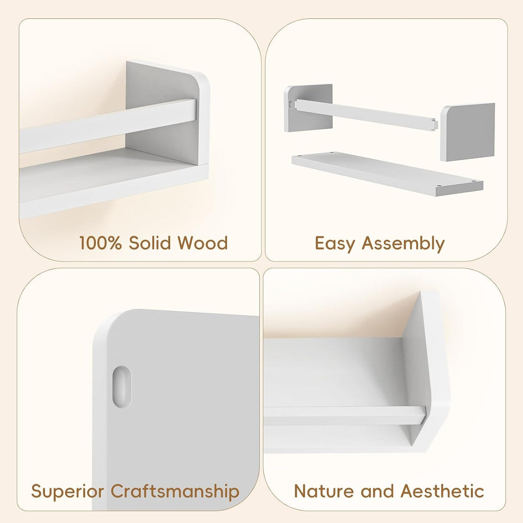 White Nursery Floating Wall Book Shelves