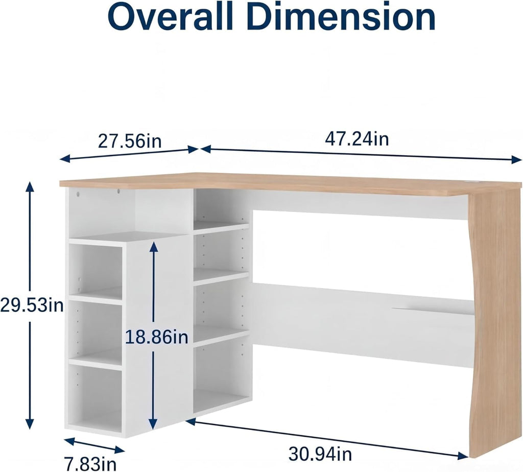 Oak L‑Shaped Corner Writing Desk
