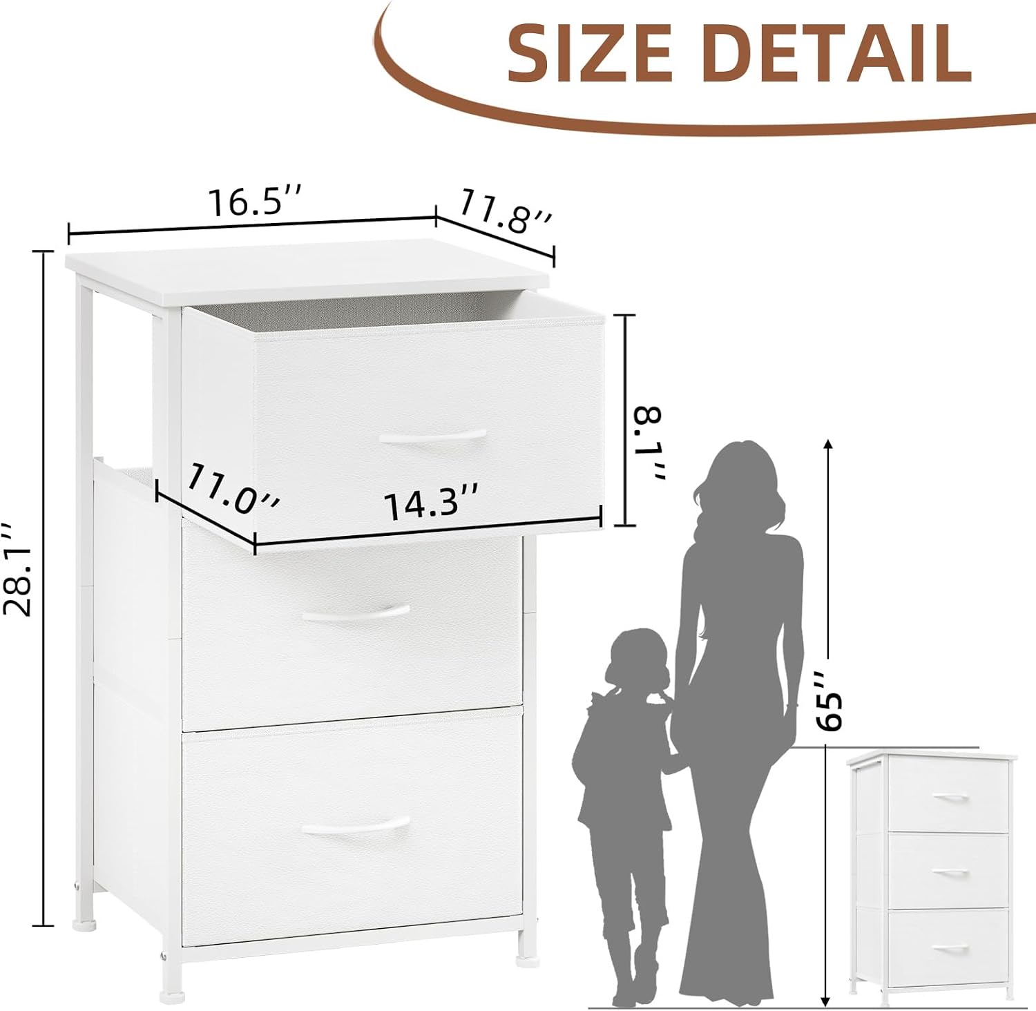 White 3‑Drawer Bedroom Storage Dresser