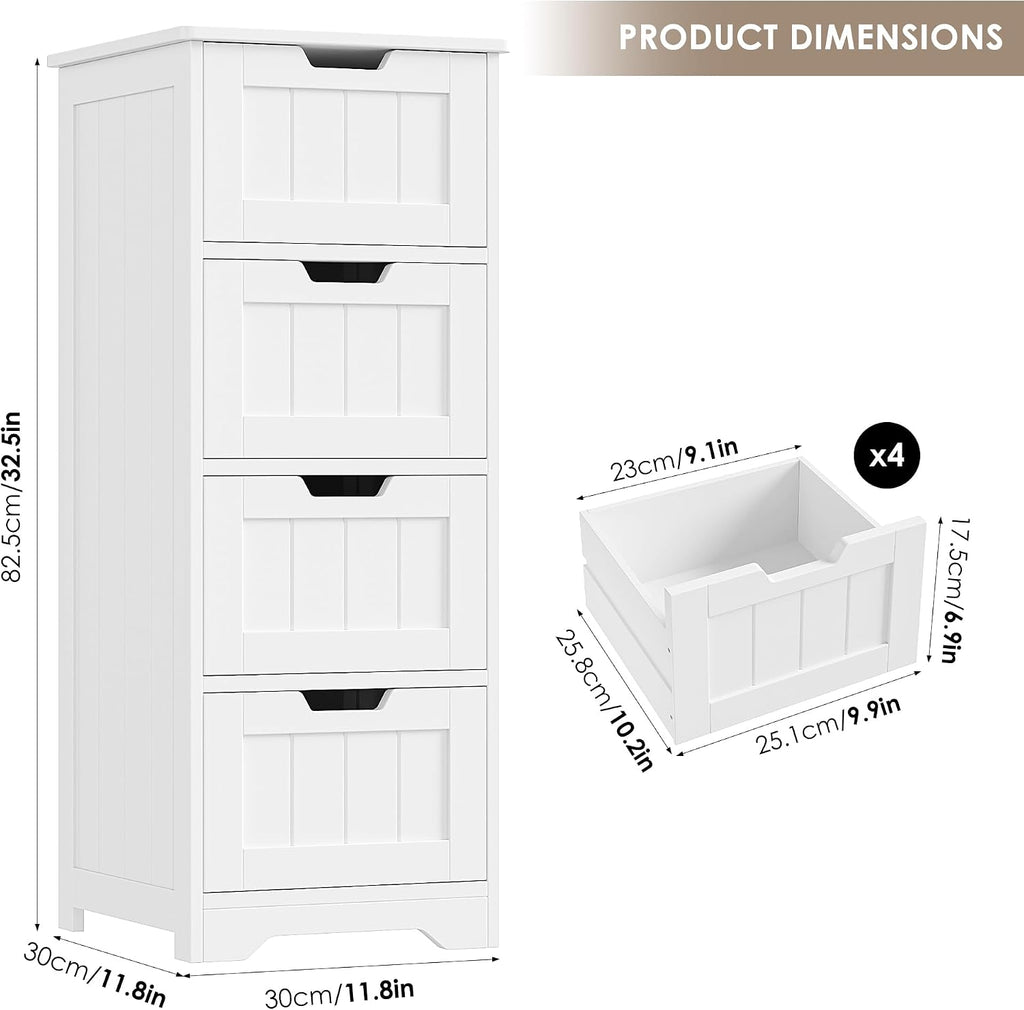 4‑Drawer Bathroom Storage Cabinet
