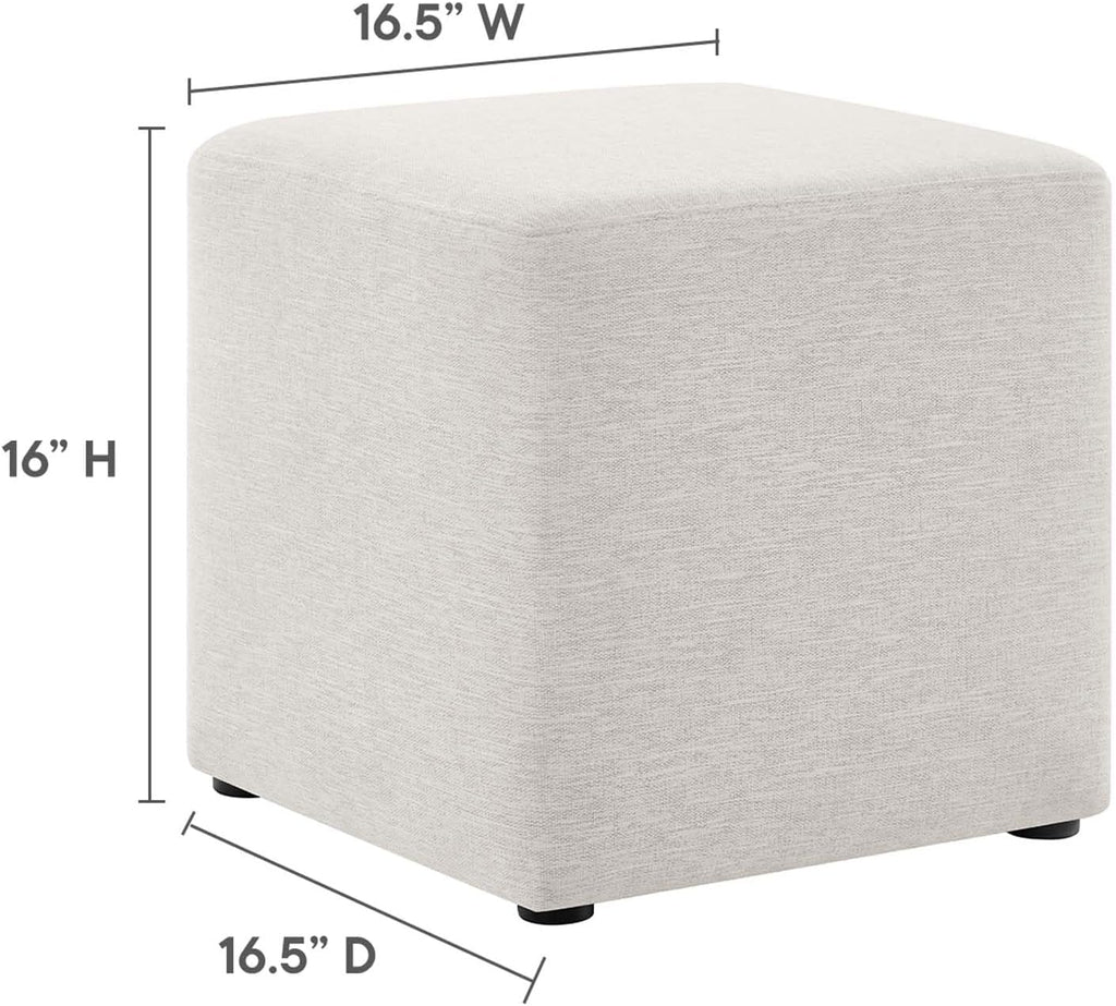 Square Woven Fabric Upholstered Ottoman Stool
