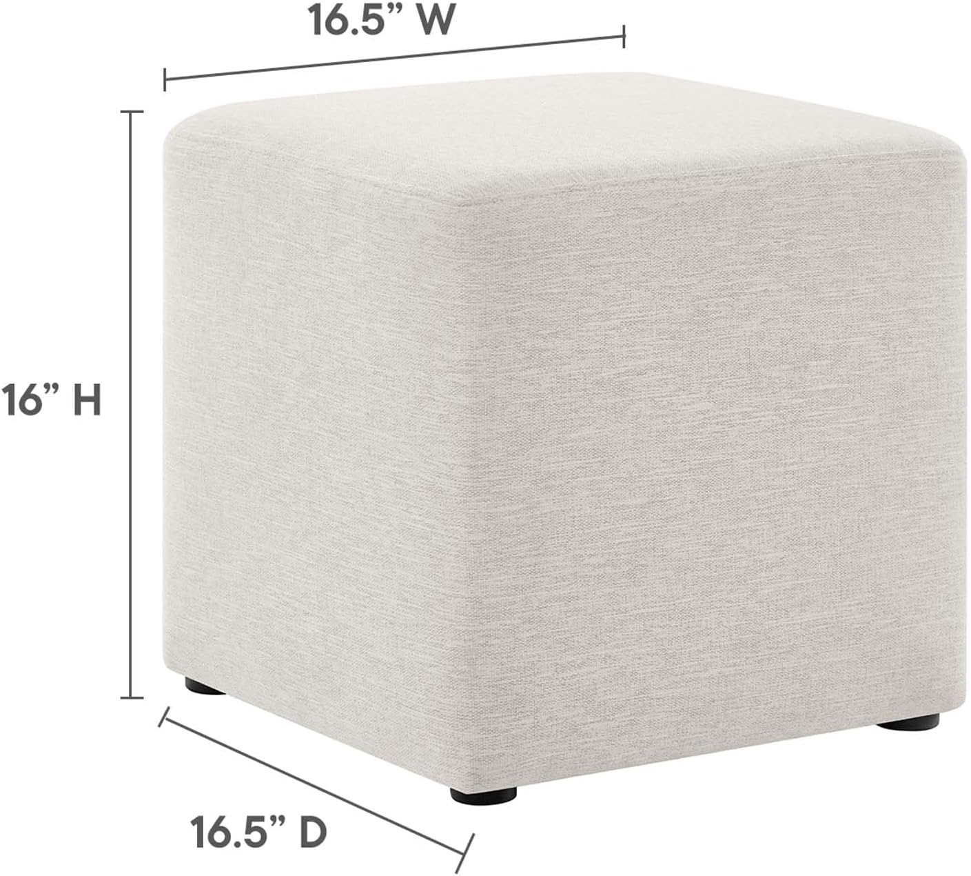 Square Woven Fabric Upholstered Ottoman Stool