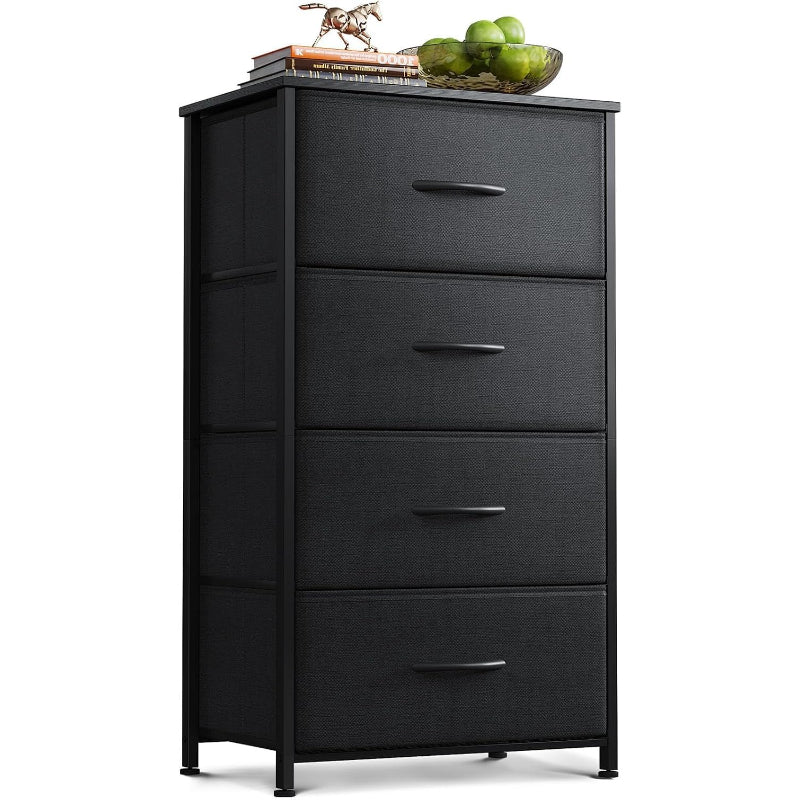 Black 4‑Drawer Bedroom Storage Dresser