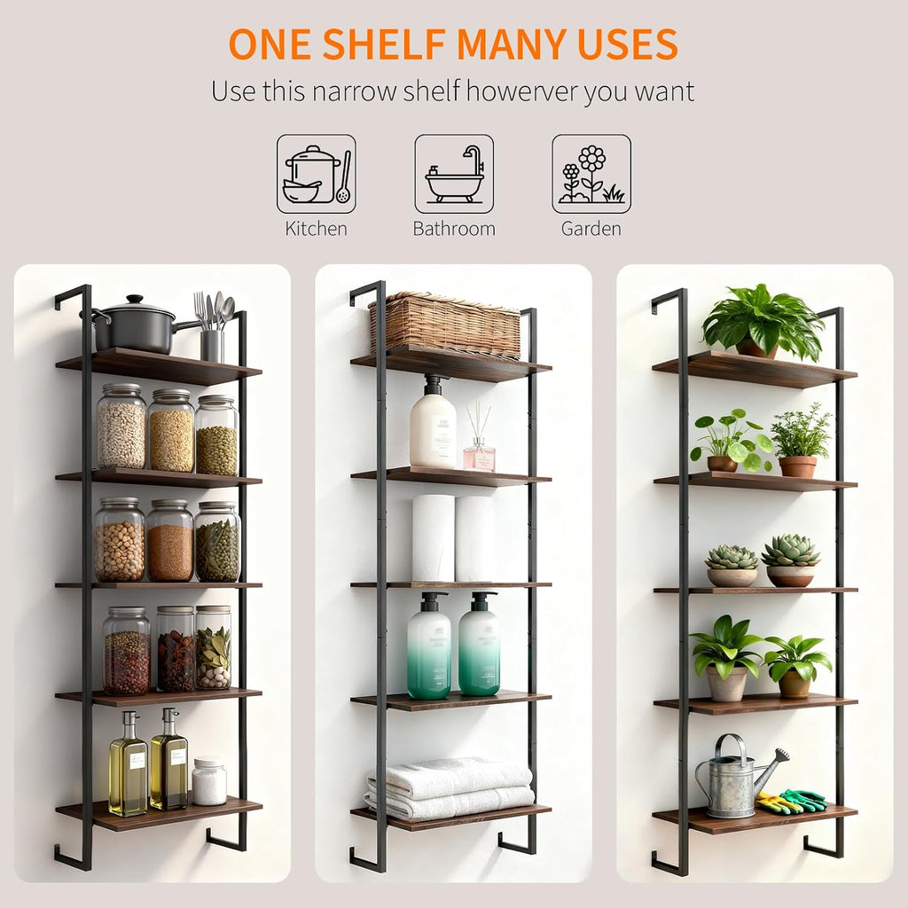 Brown Industrial Wall Ladder Bookshelf