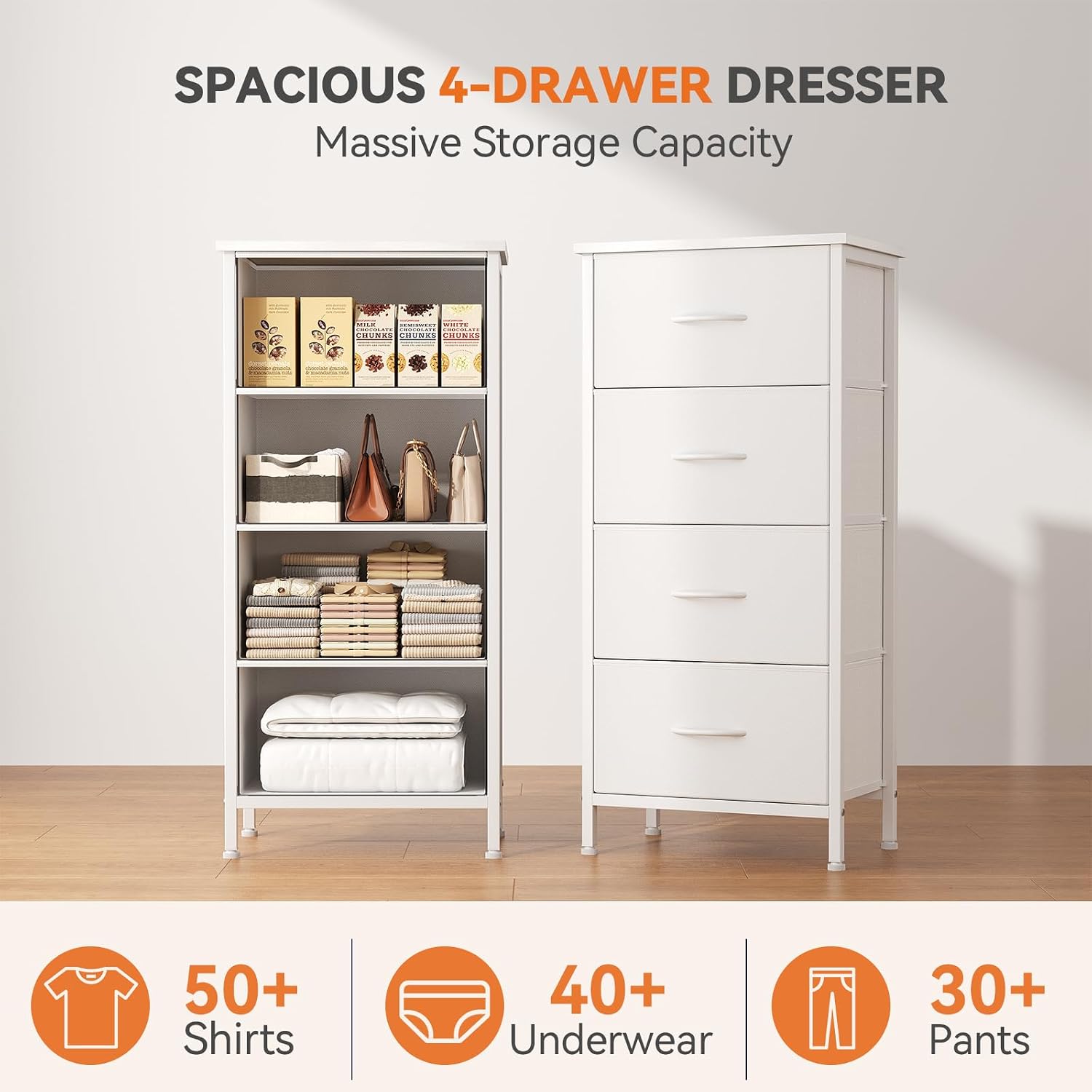 4‑Drawer Bedroom Storage Dresser Cabinet