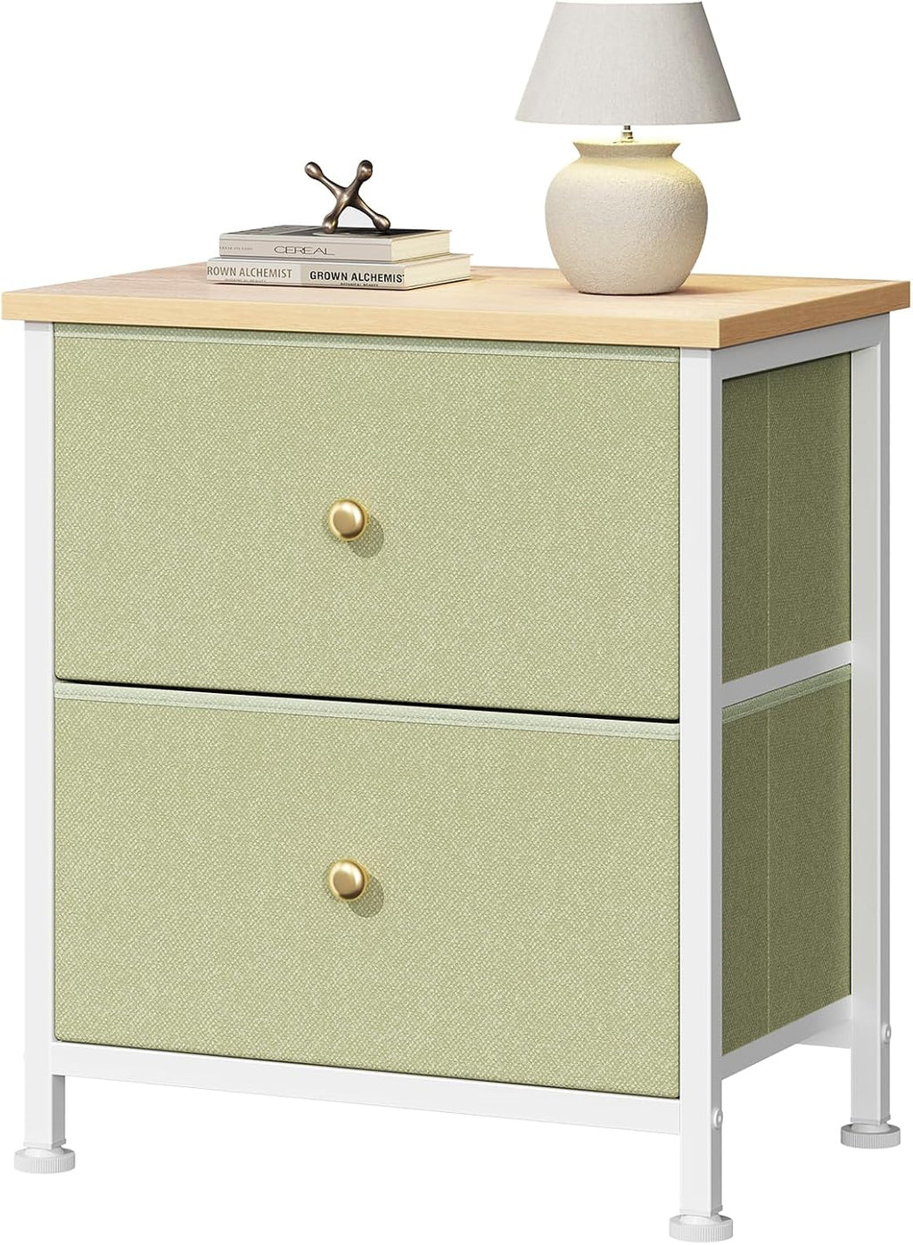 2‑Drawer Fabric Bedroom Nightstand Table