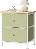 2‑Drawer Fabric Bedroom Nightstand Table