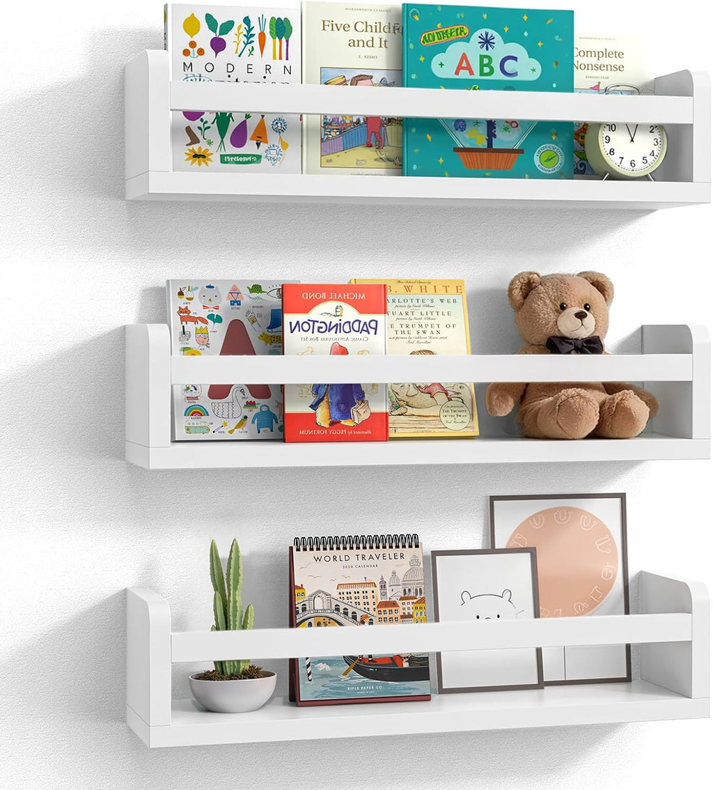 White Nursery Floating Wall Book Shelves