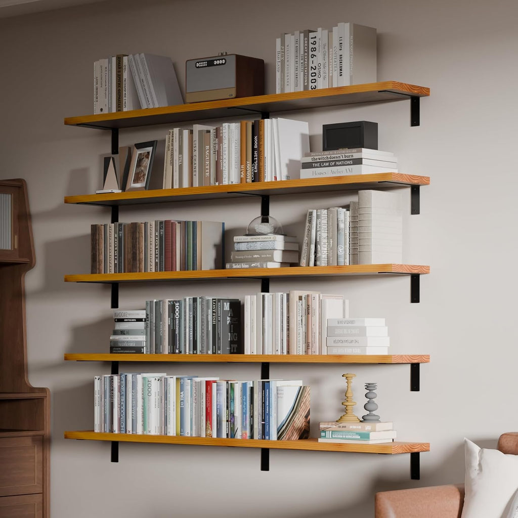 Long Solid Wood Wall Floating Shelves