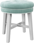 Blue Tufted Round Vanity Stool Seat