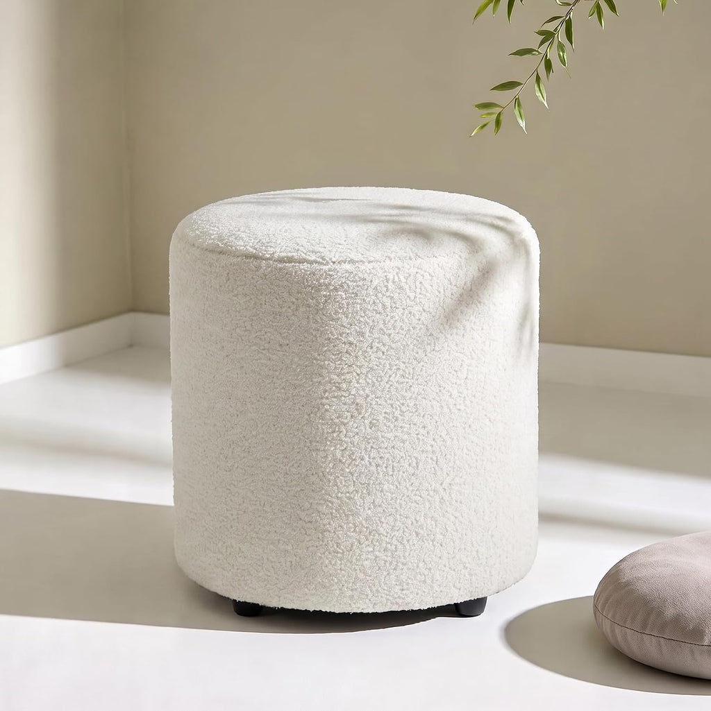 Teddy Fleece Round Makeup Vanity Stool