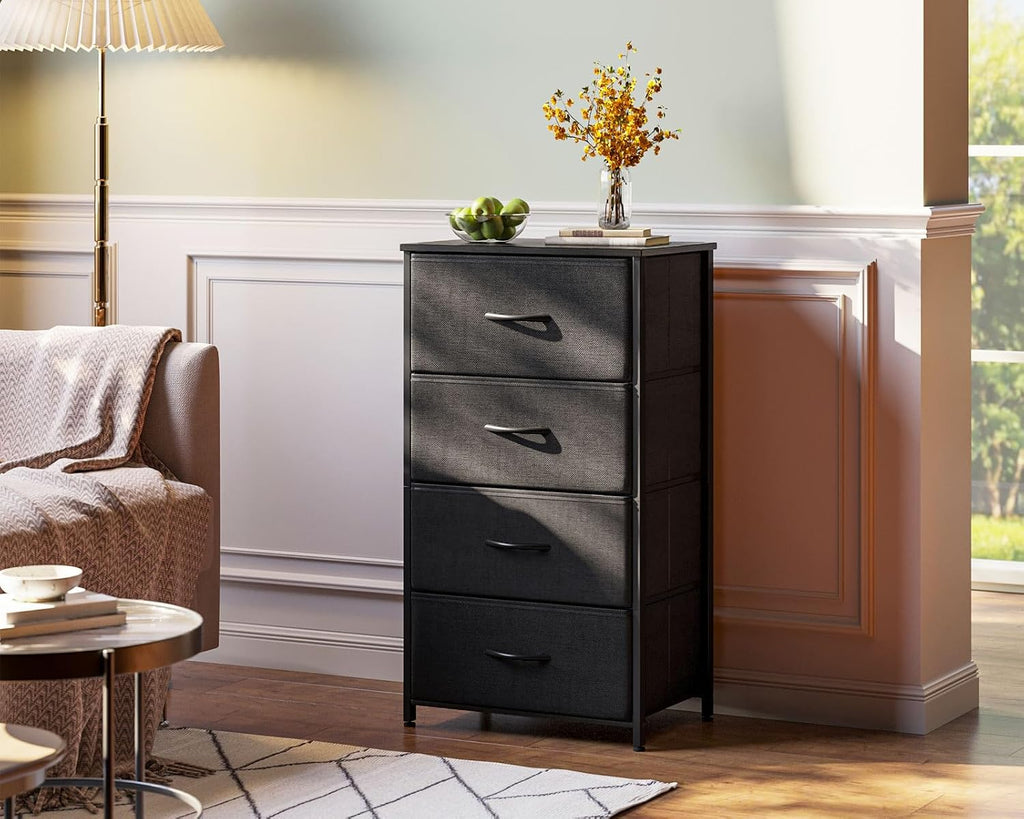 Black 4‑Drawer Bedroom Storage Dresser
