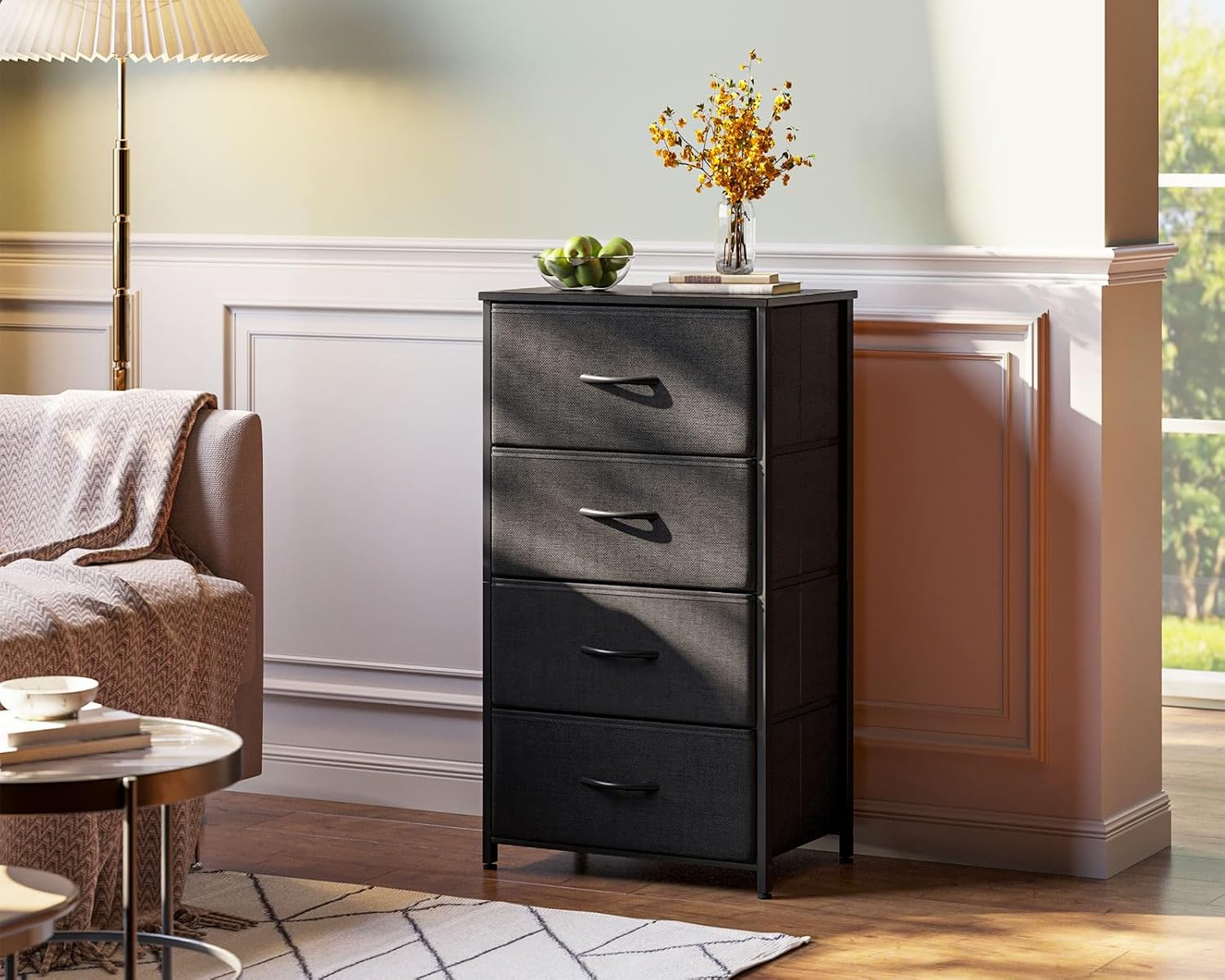 Black 4‑Drawer Bedroom Storage Dresser