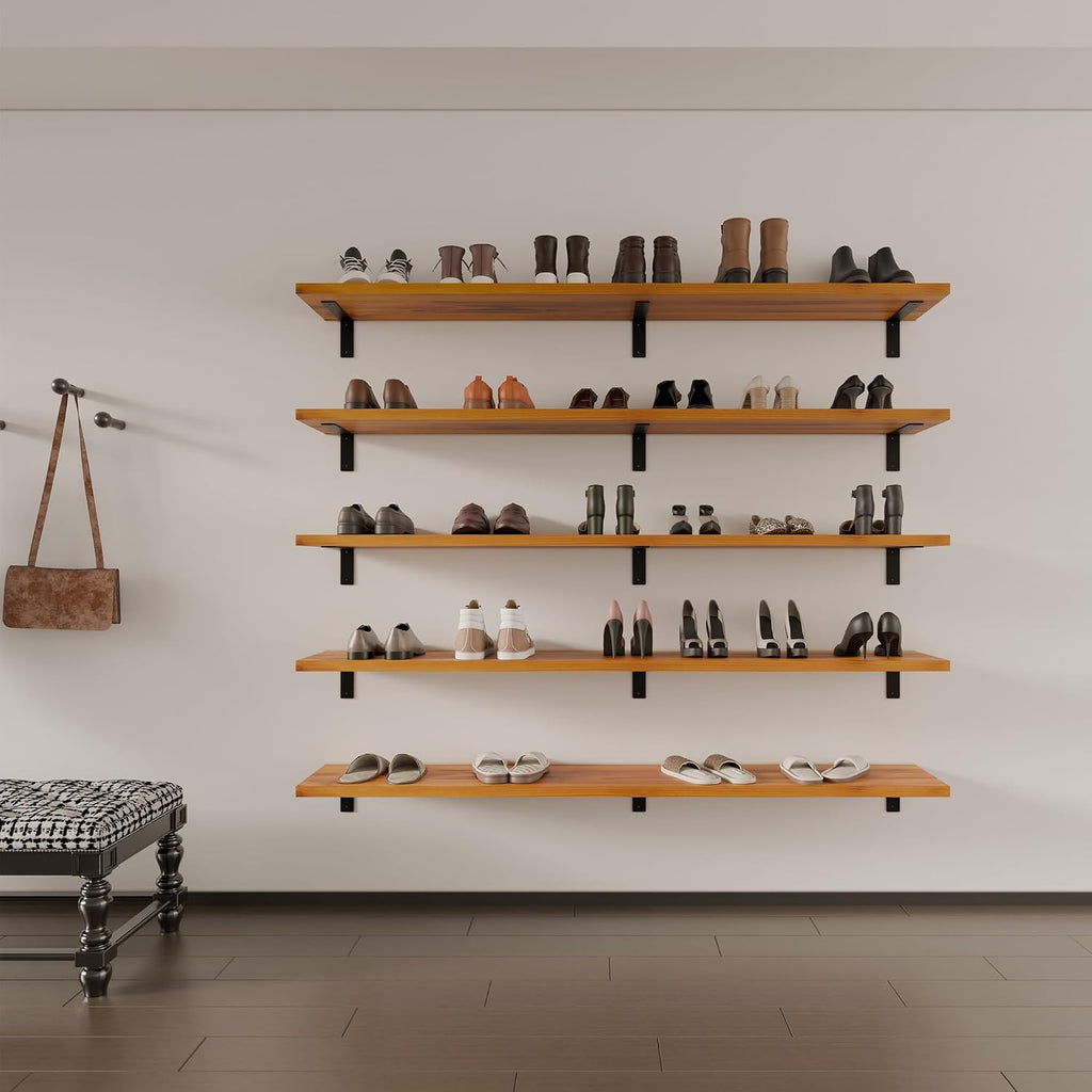 Long Solid Wood Wall Floating Shelves