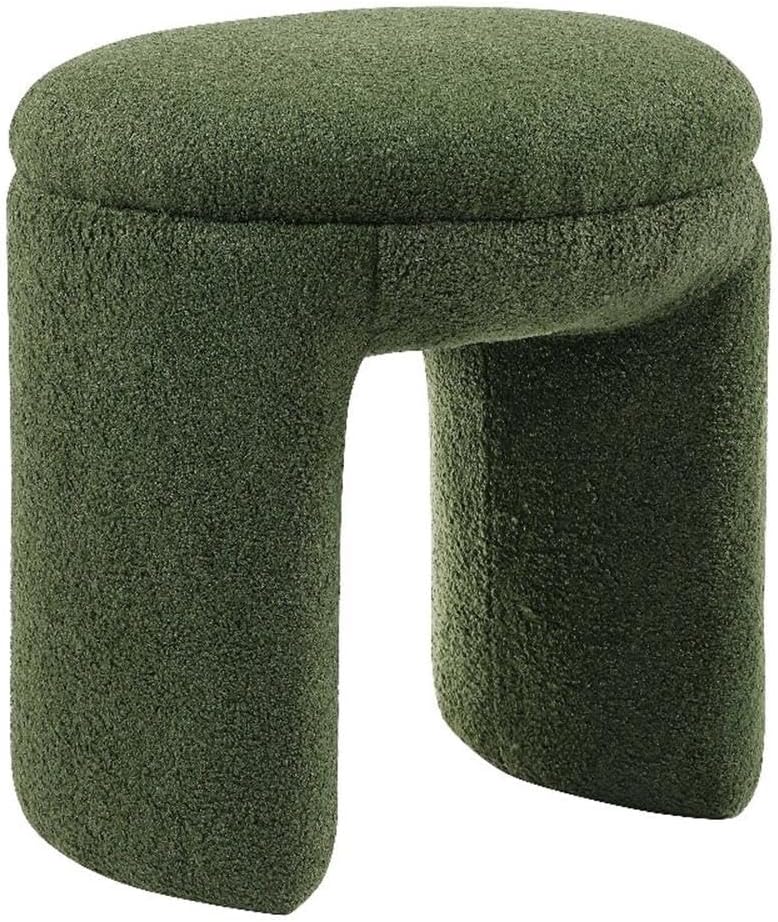 Green Wood Modern Upholstered Vanity Stool