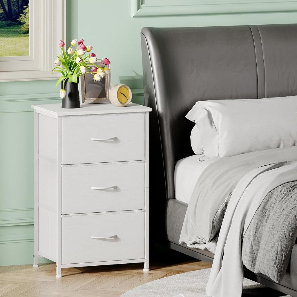White 3‑Drawer Bedroom Storage Dresser