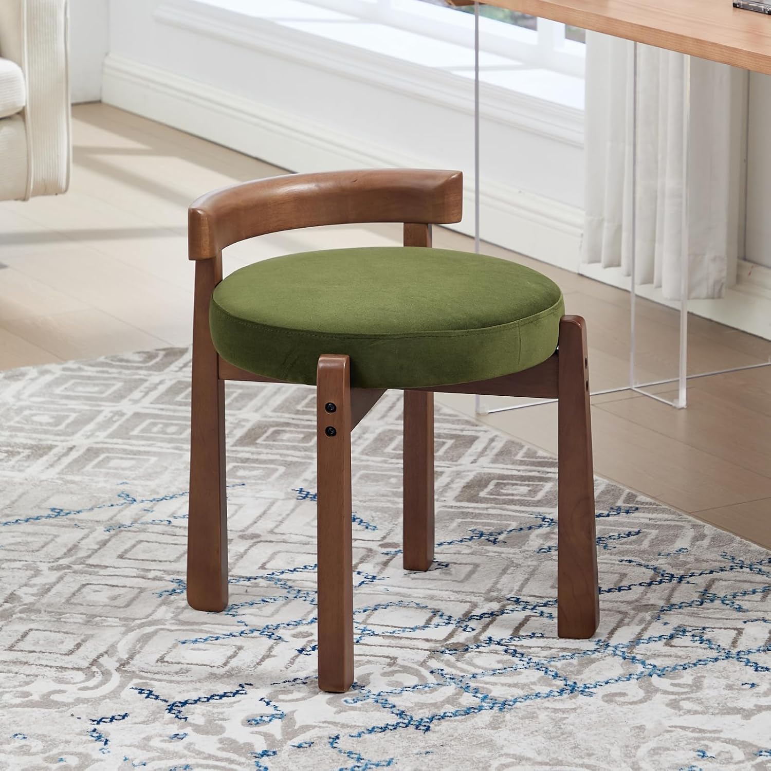 Green Velvet Modern Vanity Stool Chair