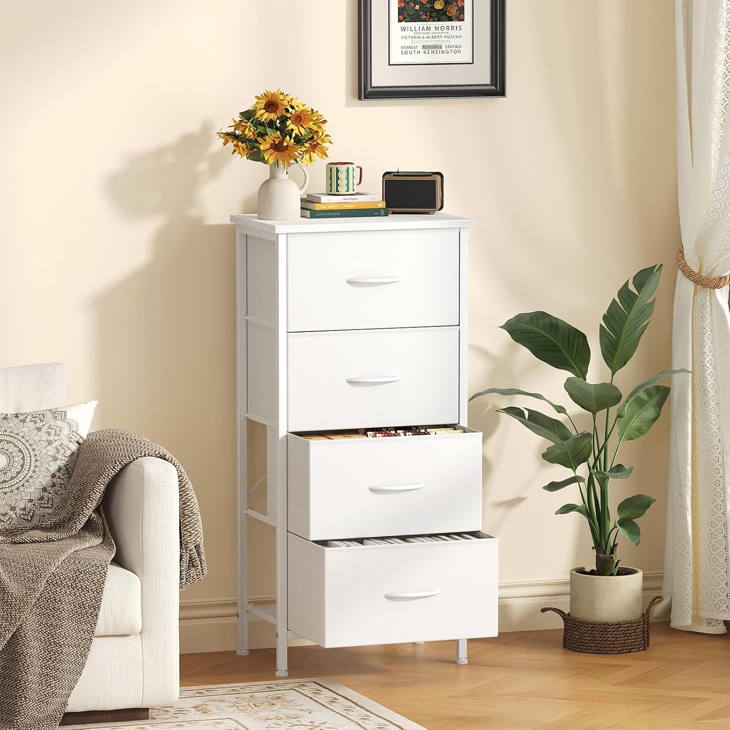 4‑Drawer Bedroom Storage Dresser Cabinet