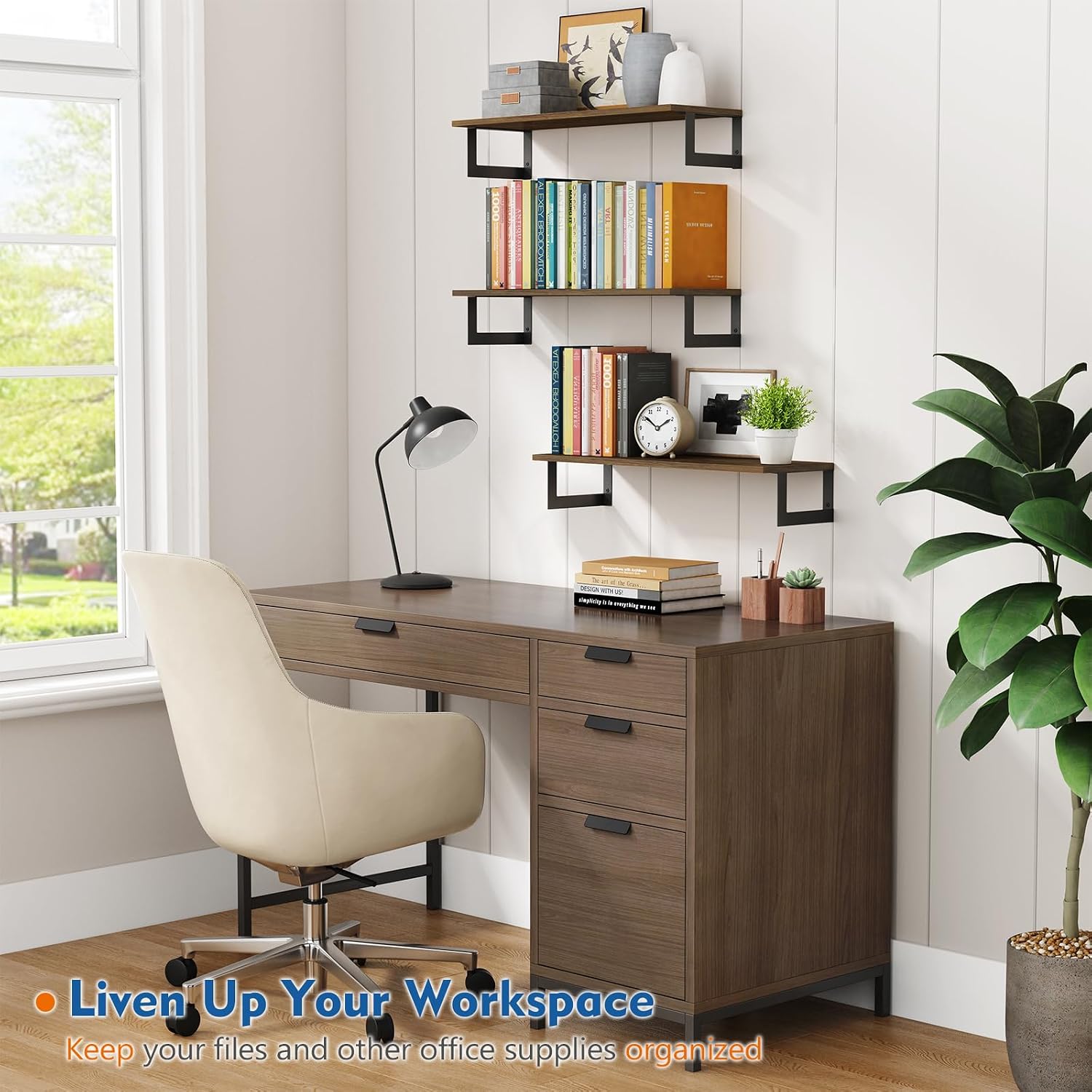 Rustic Wood Floating Wall Bookshelves