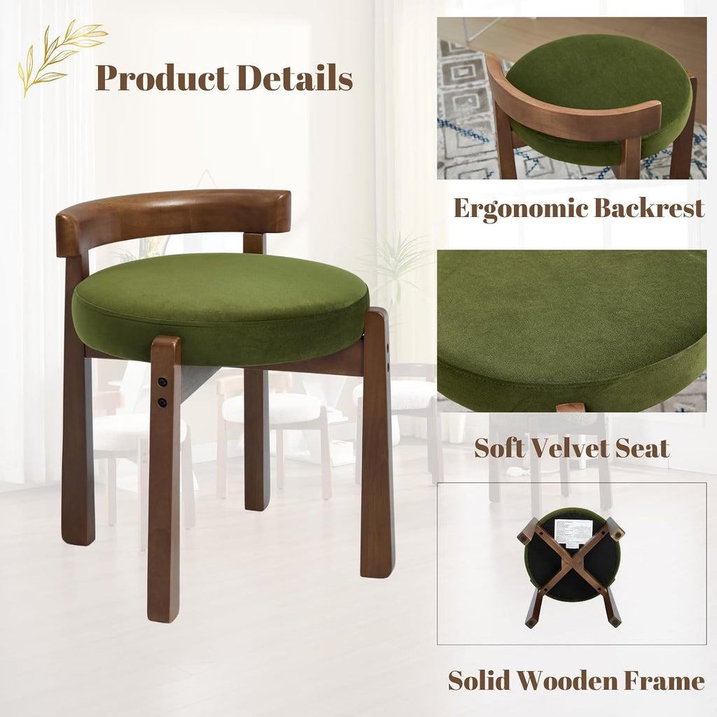 Green Velvet Modern Vanity Stool Chair