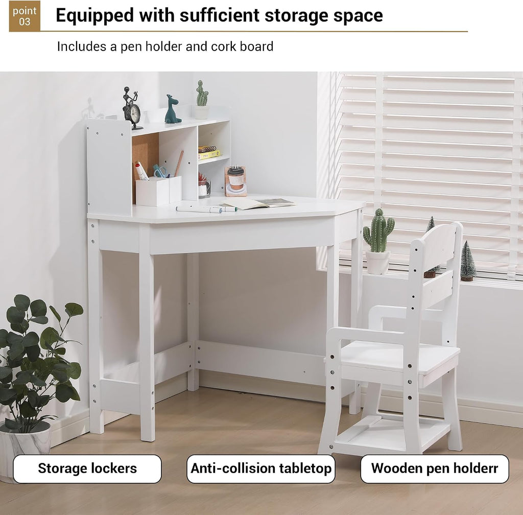Kids L‑Shaped Study Desk Chair Set