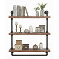 Industrial Pipe Wood Wall Mounted Shelves