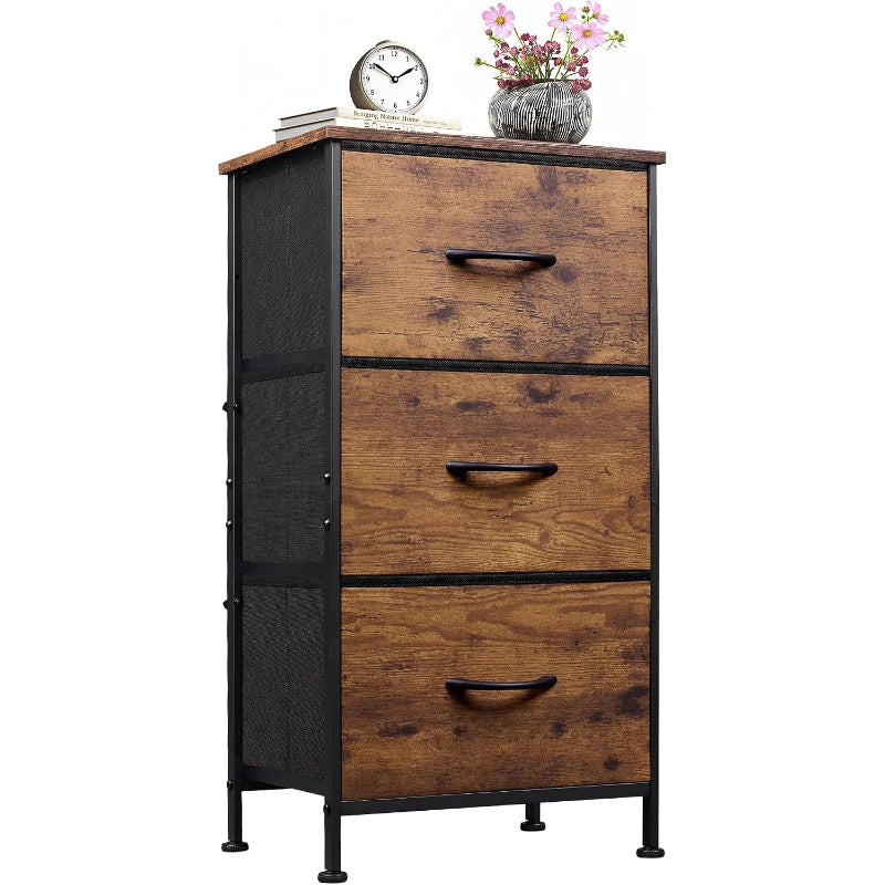 Brown 3‑Drawer Bedroom Nightstand Dresser