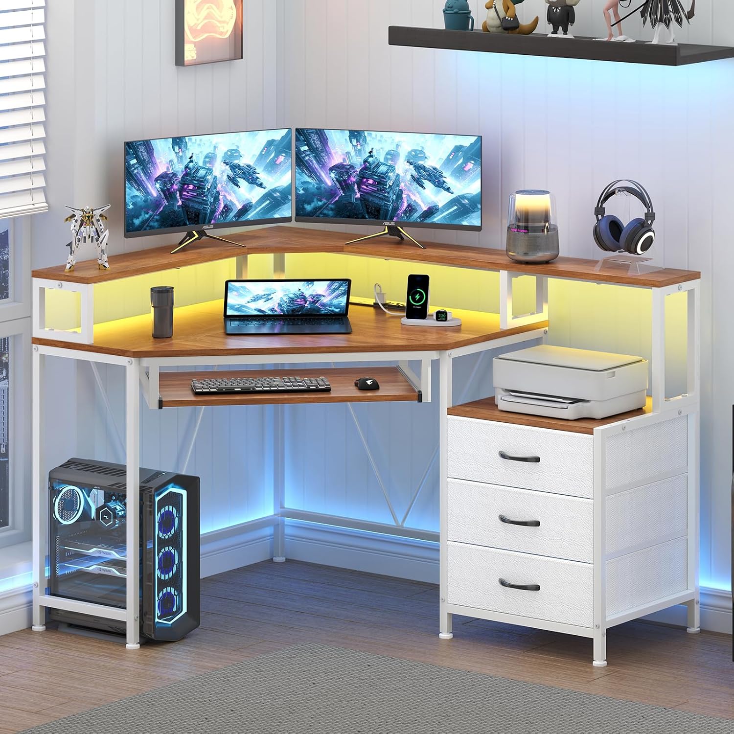 Corner Computer Desk With Storage Drawers