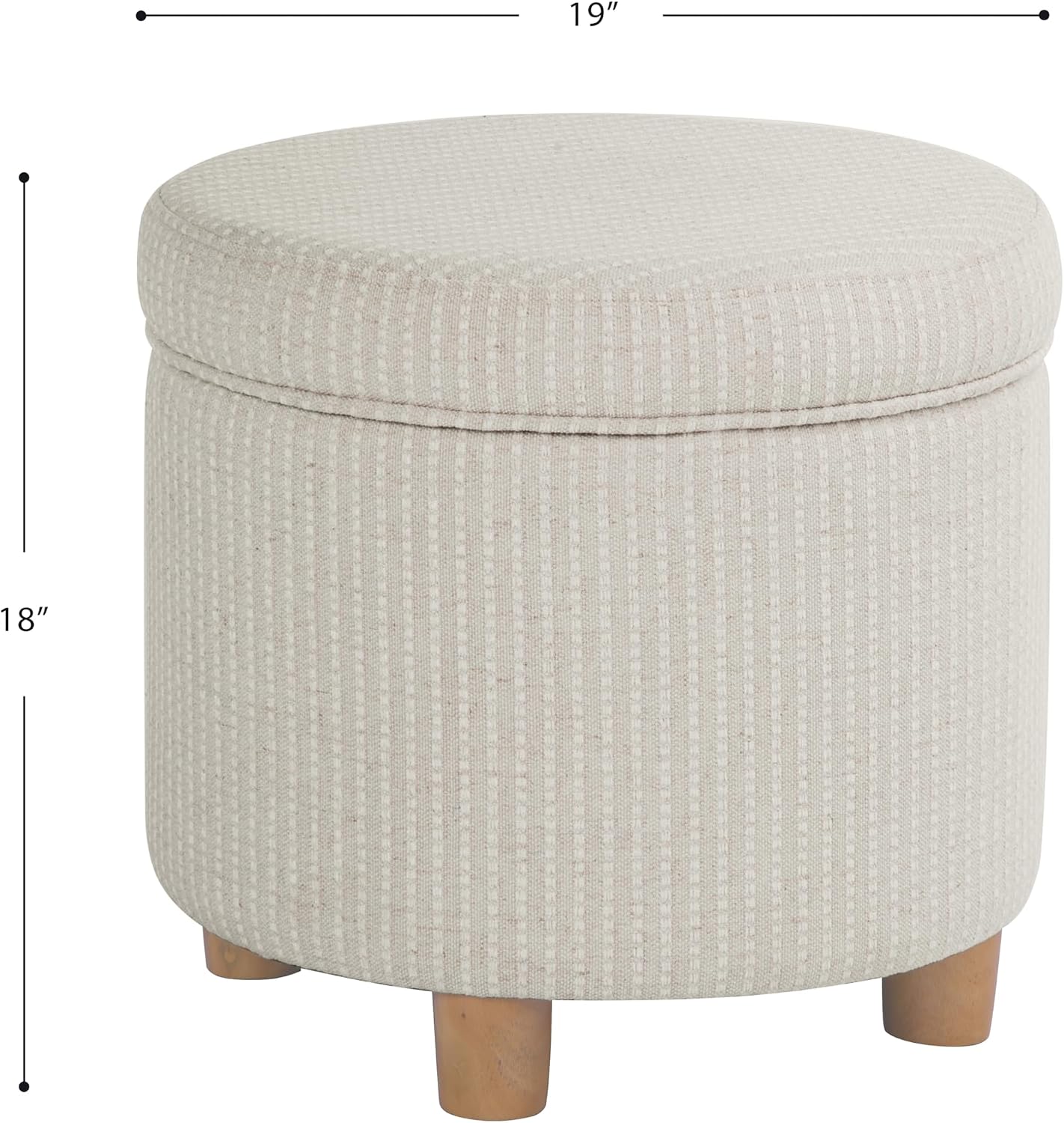 White Woven Round Storage Ottoman Bench