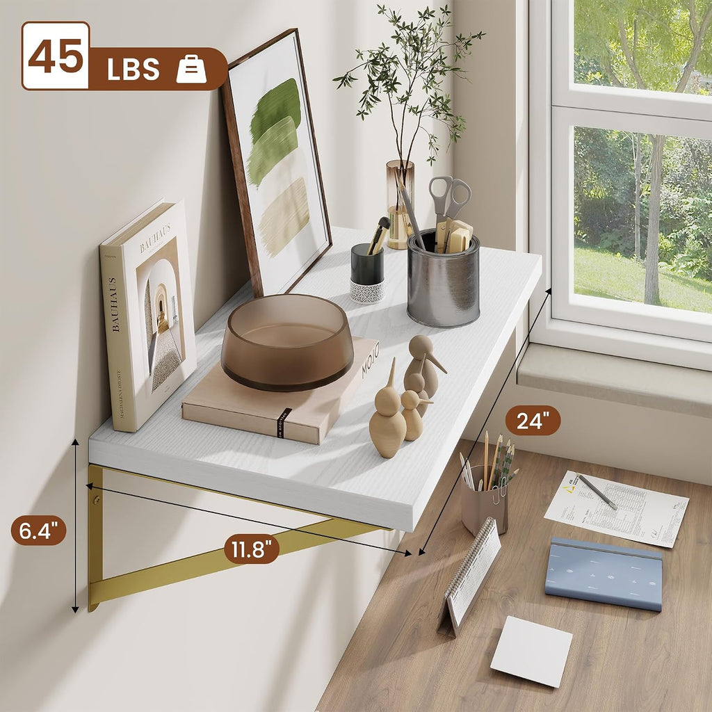 White Deep Wall‑Mounted Floating Shelves