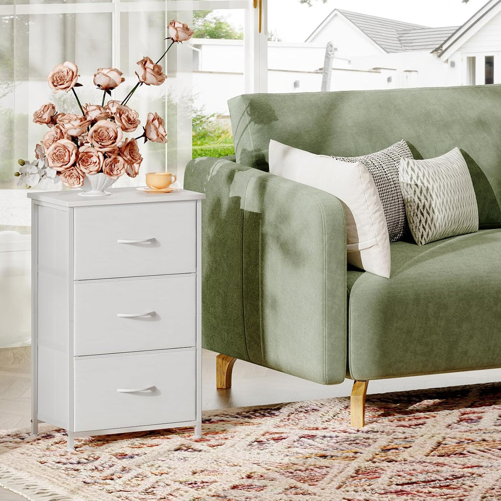 White 3‑Drawer Bedroom Storage Dresser