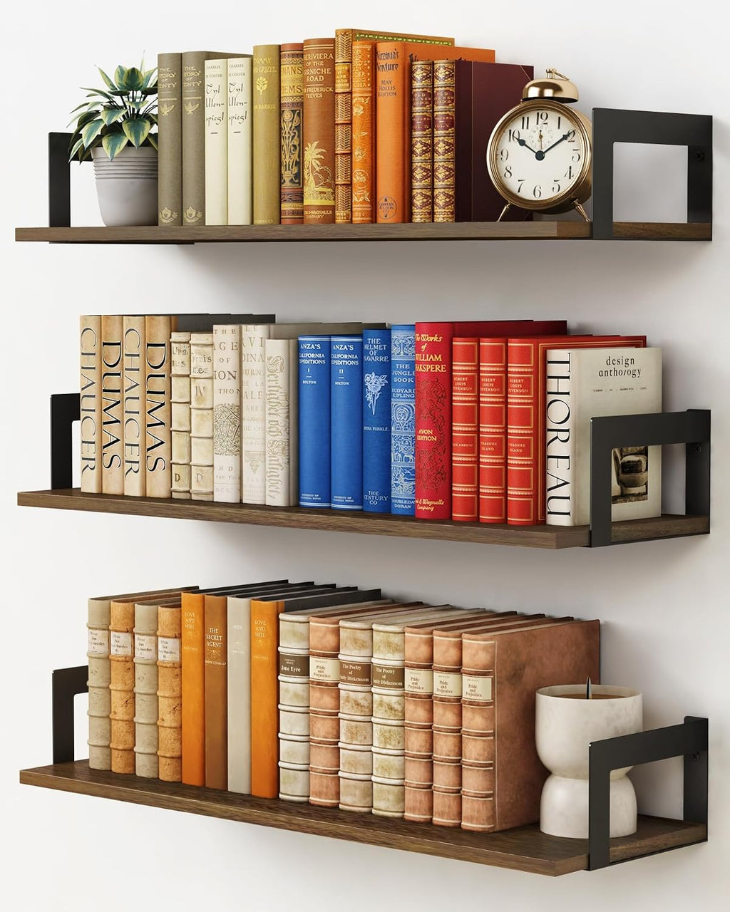 Rustic Wood Floating Wall Bookshelves