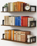 Rustic Wood Floating Wall Bookshelves