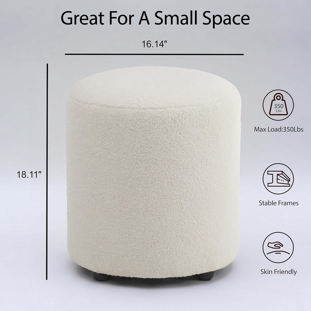 Teddy Fleece Round Makeup Vanity Stool