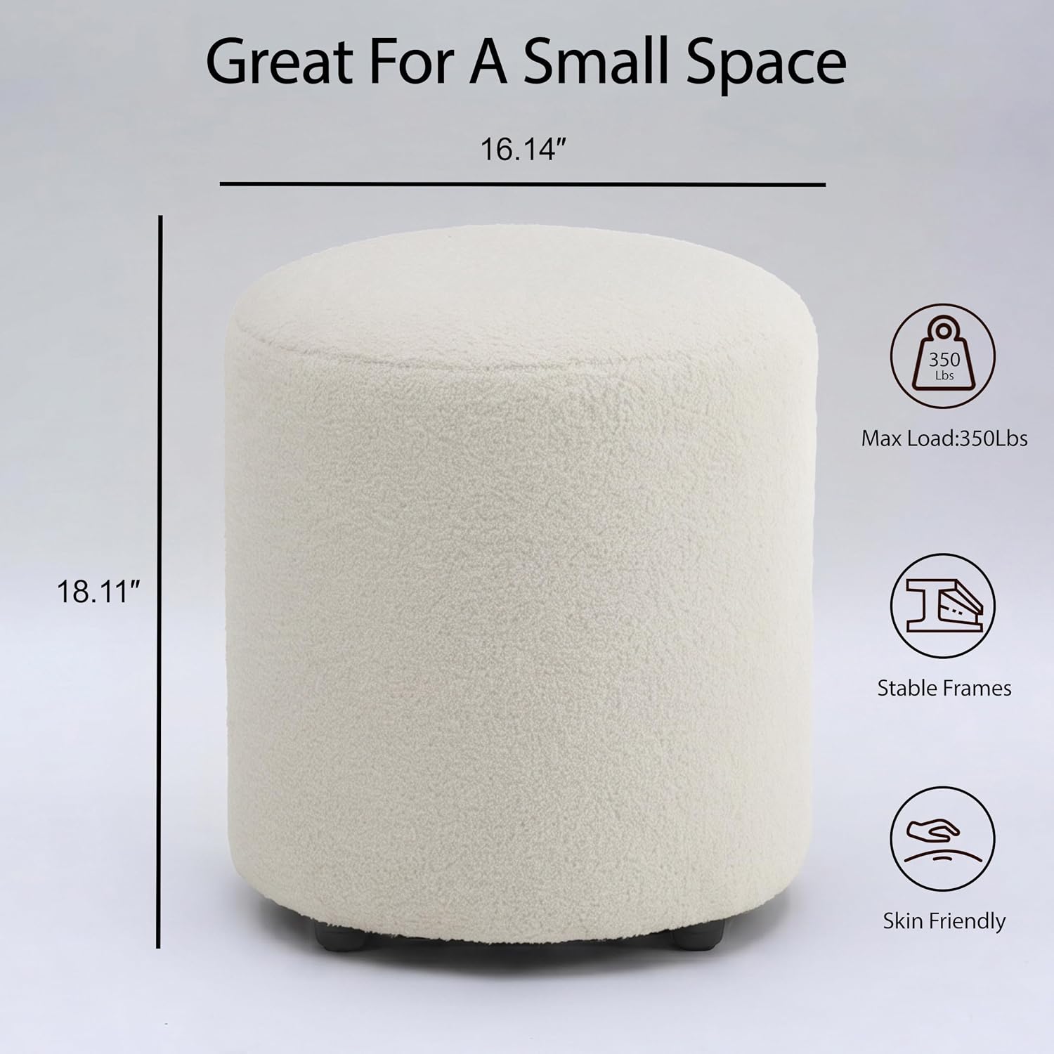 Teddy Fleece Round Makeup Vanity Stool