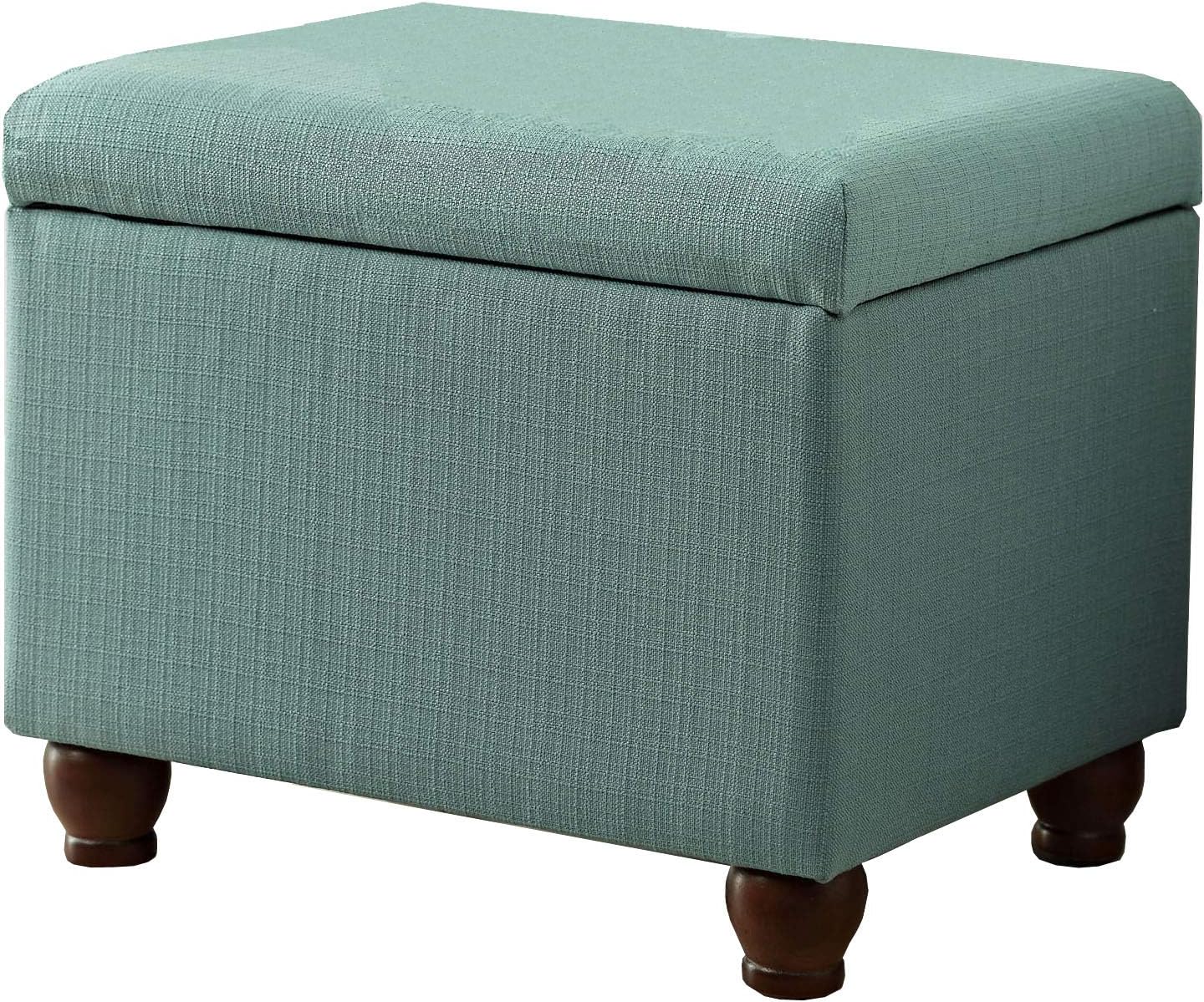 Aqua Linen Rectangular Storage Ottoman Bench