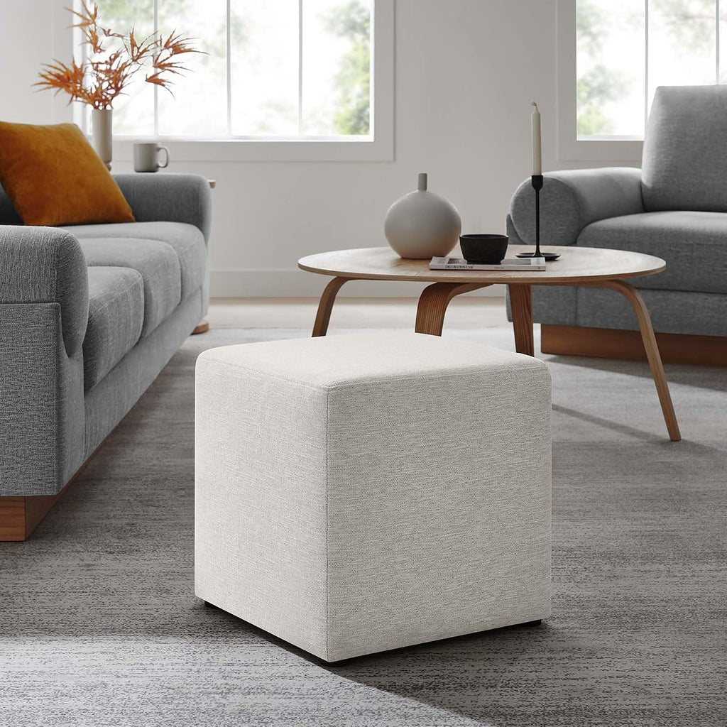 Square Woven Fabric Upholstered Ottoman Stool