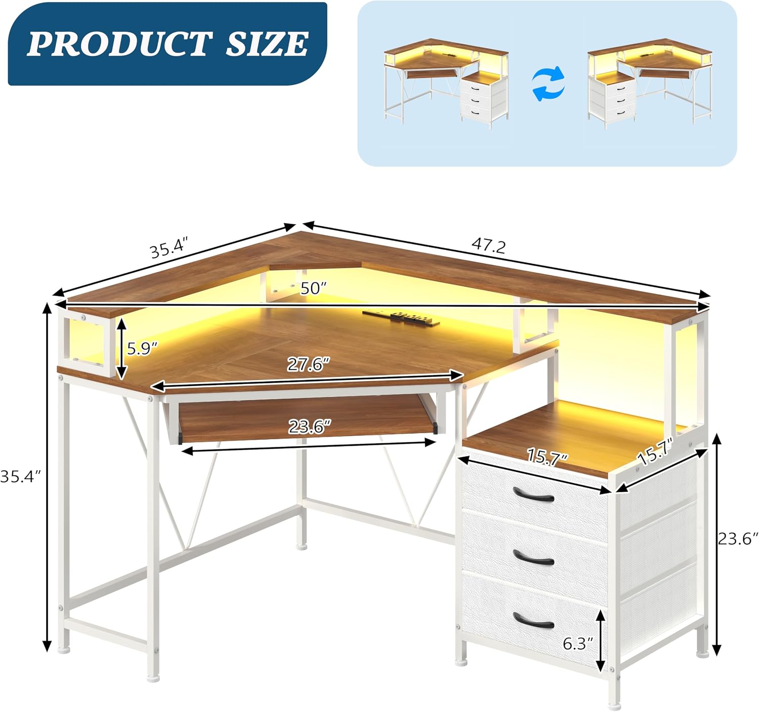 Corner Computer Desk With Storage Drawers