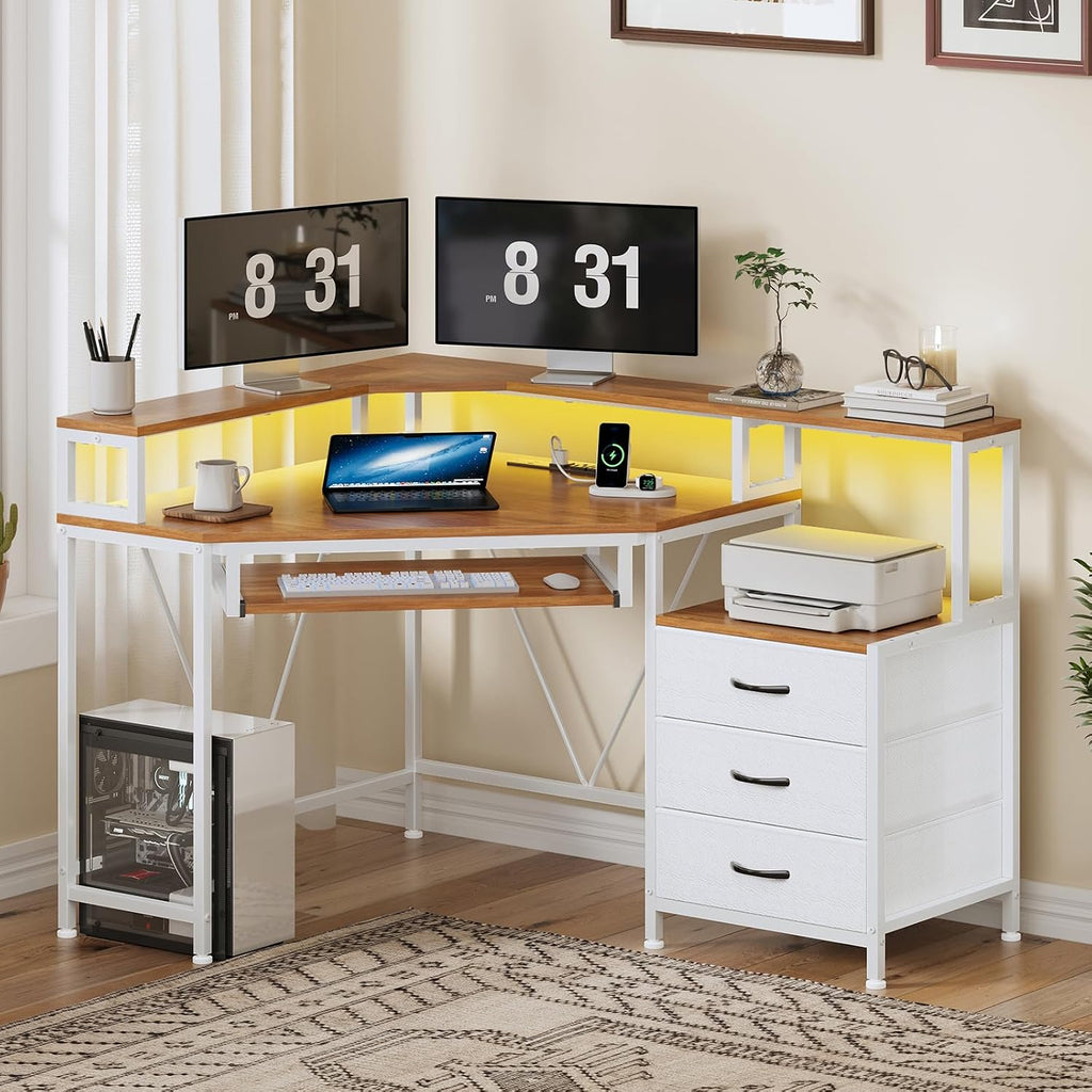 Corner Computer Desk With Storage Drawers