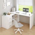 White L‑Shaped Corner Computer Desk