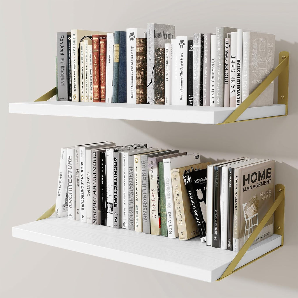 White Deep Wall‑Mounted Floating Shelves