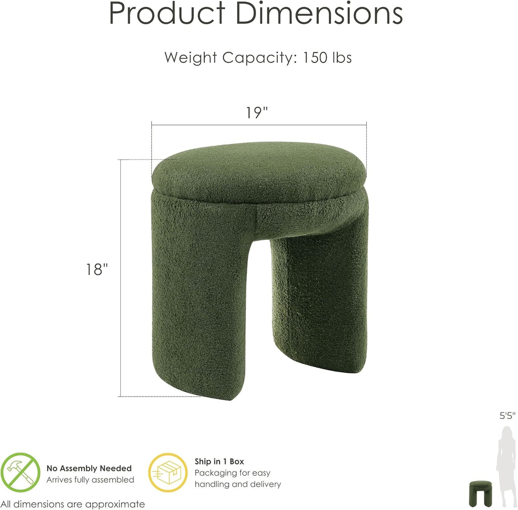 Green Wood Modern Upholstered Vanity Stool