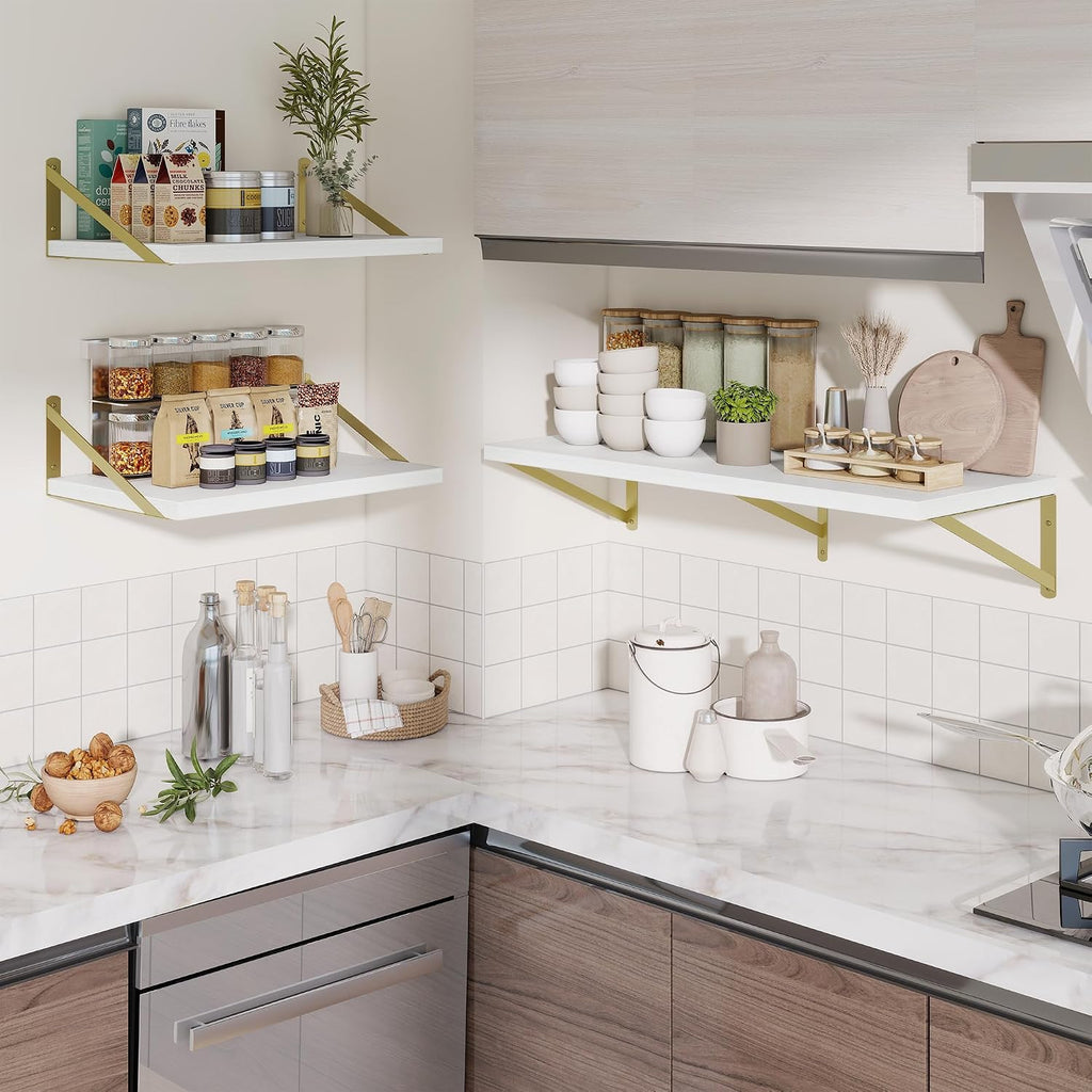 White Deep Wall‑Mounted Floating Shelves