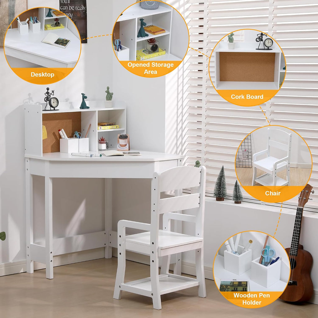 White Kids Desk And Chair Set