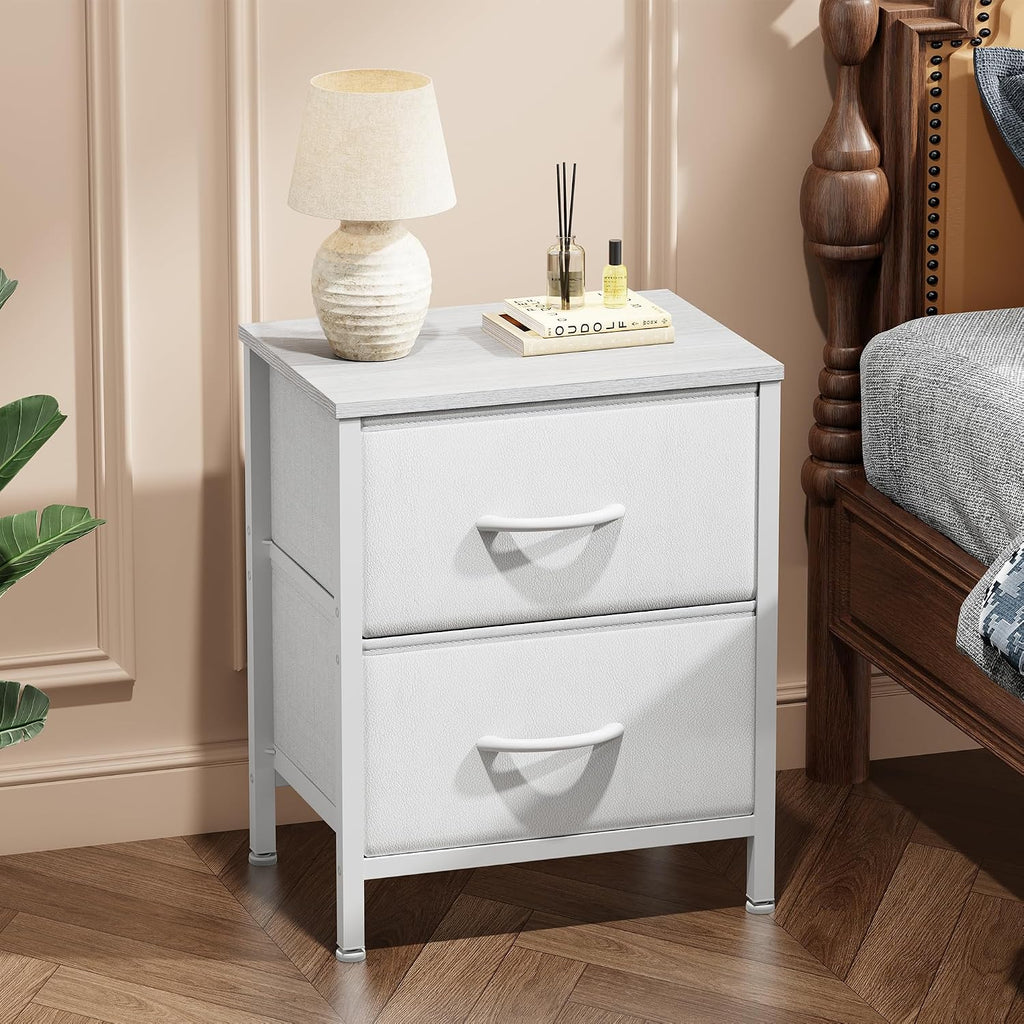 White 2‑Drawer Bedroom Nightstand Table
