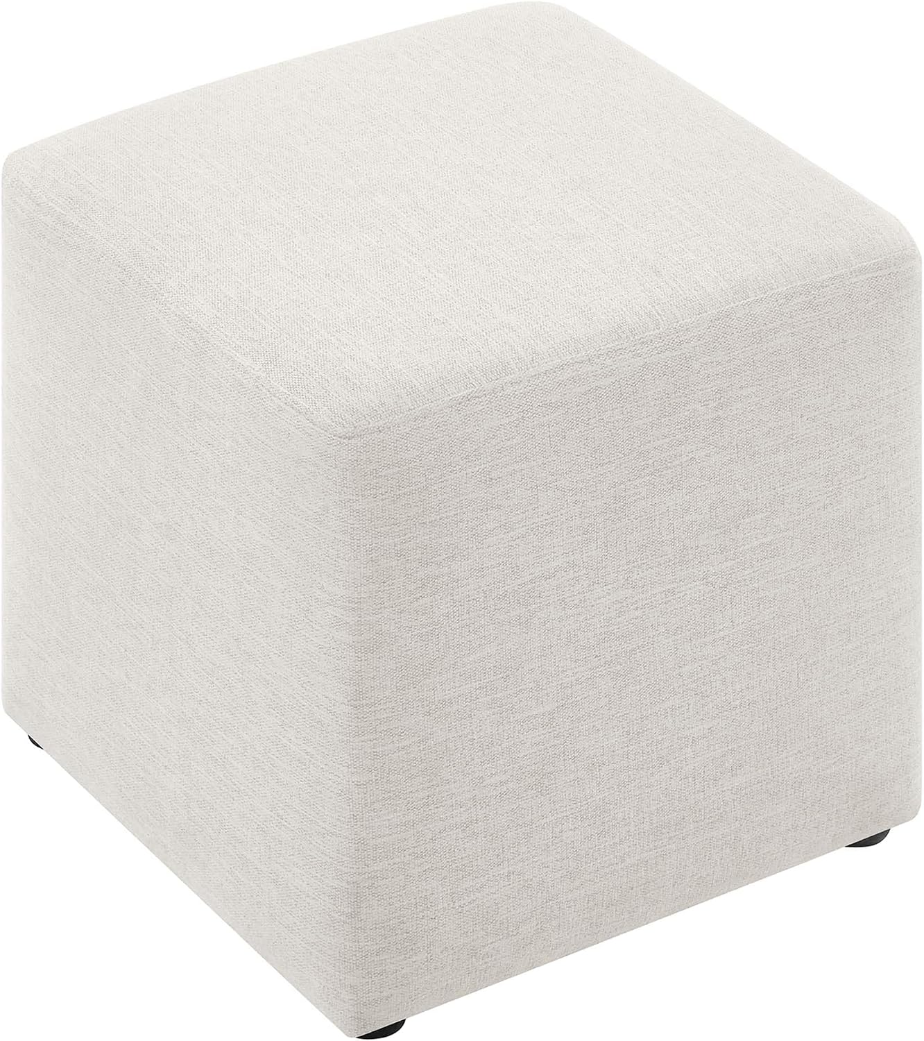 Square Woven Fabric Upholstered Ottoman Stool